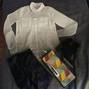 Sheer Cream & Grey Ombre Blouse